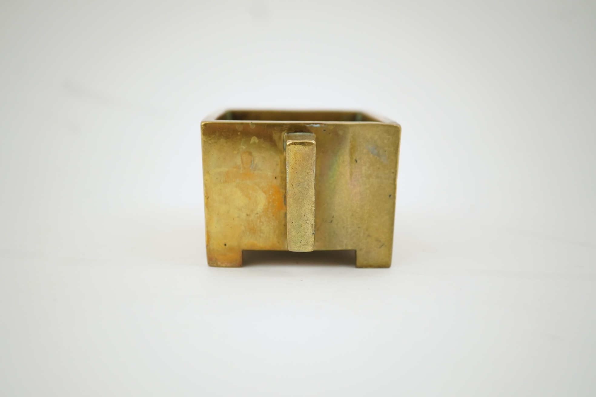 A Chinese bronze rectangular censer, fangding, Xuande mark, 18th century